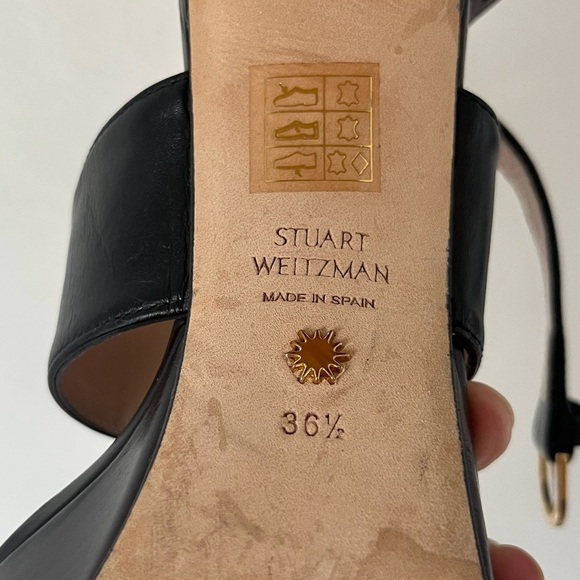 Stuart Weitzman Black Leather Platform Pumps Heels Sandals Straps EU 36.5 - Picture 9 of 11